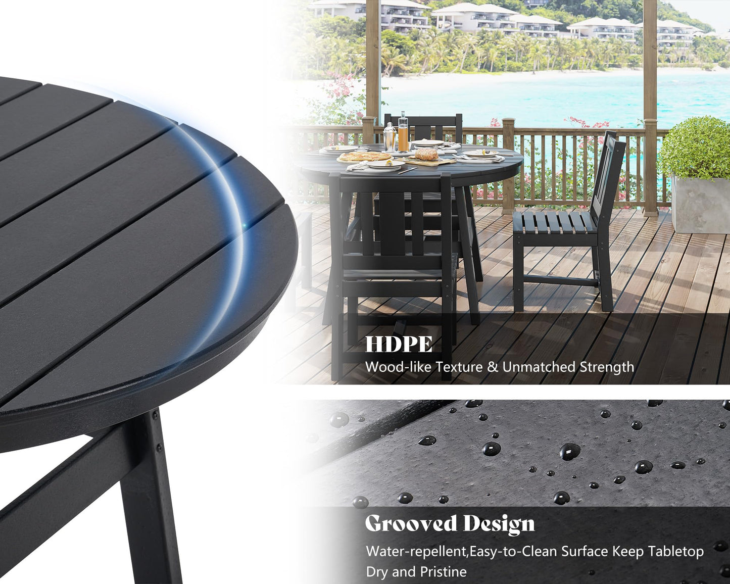 Heath 5-Piece Outdoor Dining Table Set Black
