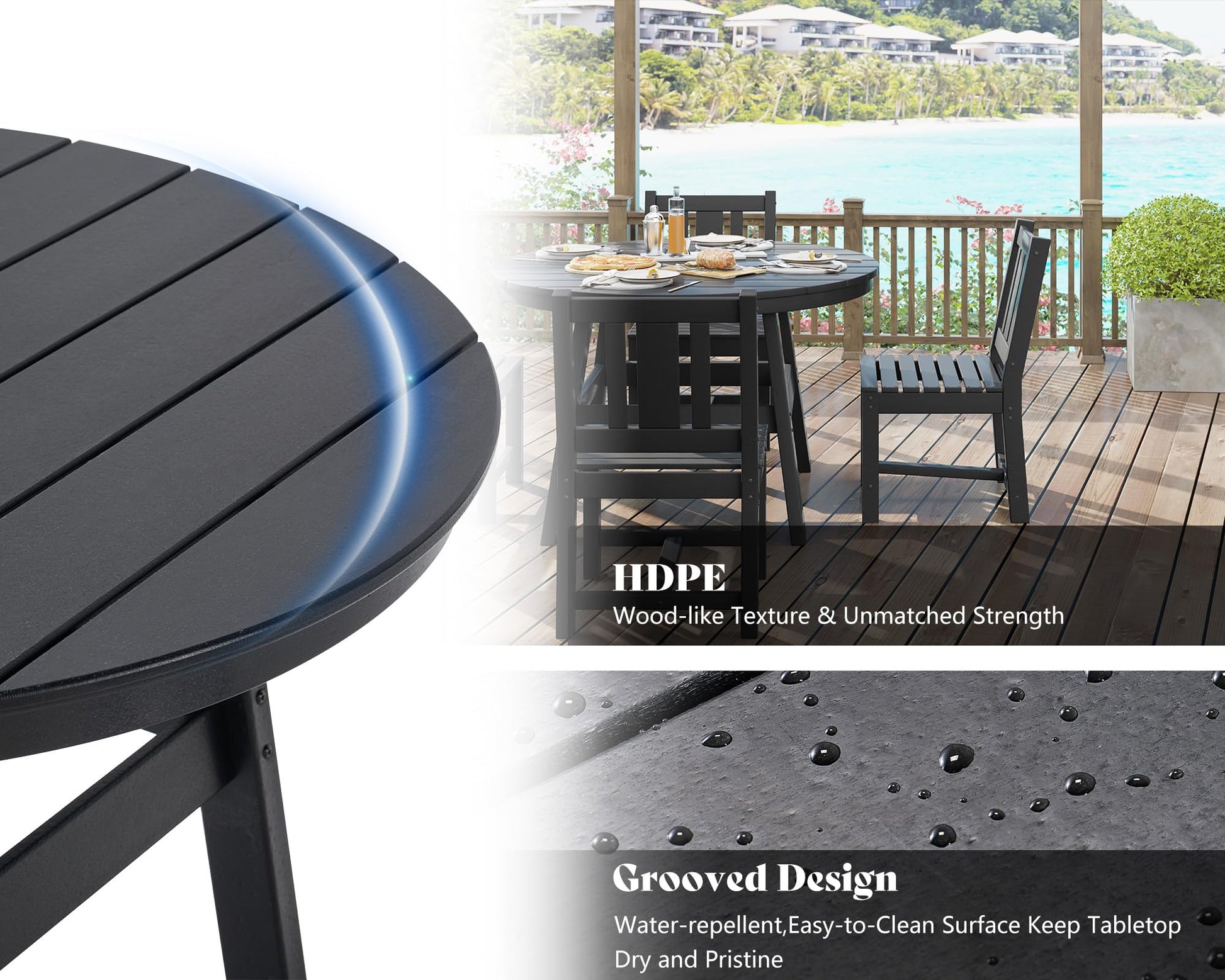 Heath 5-Piece Outdoor Dining Table Set Black
