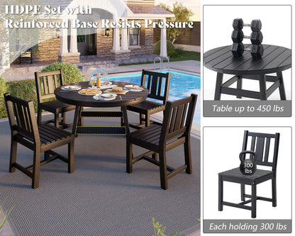 Heath 5-Piece Outdoor Dining Table Set Black