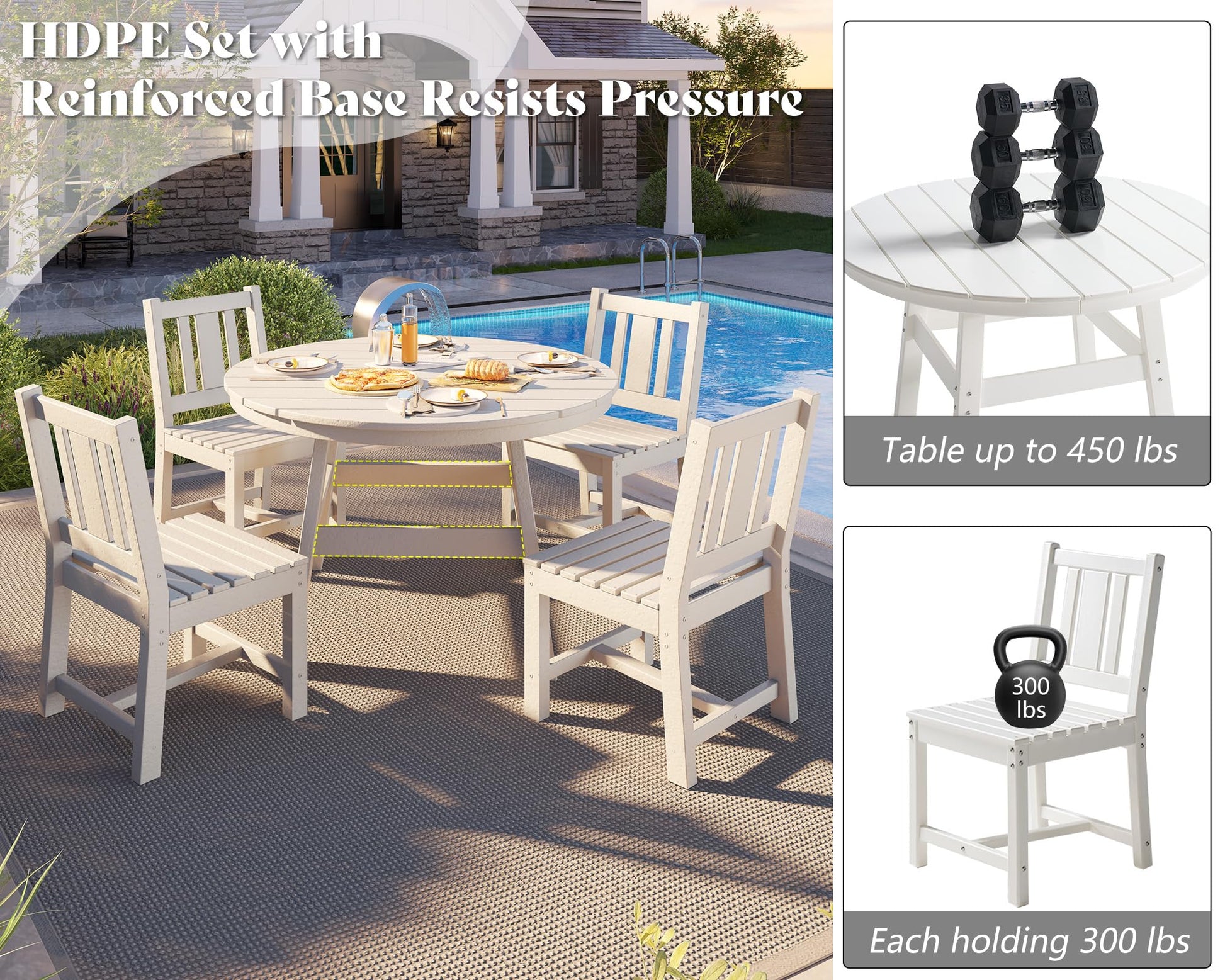 Heath 5-Piece Outdoor Dining Table Set White