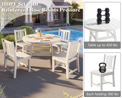 Heath 5-Piece Outdoor Dining Table Set White