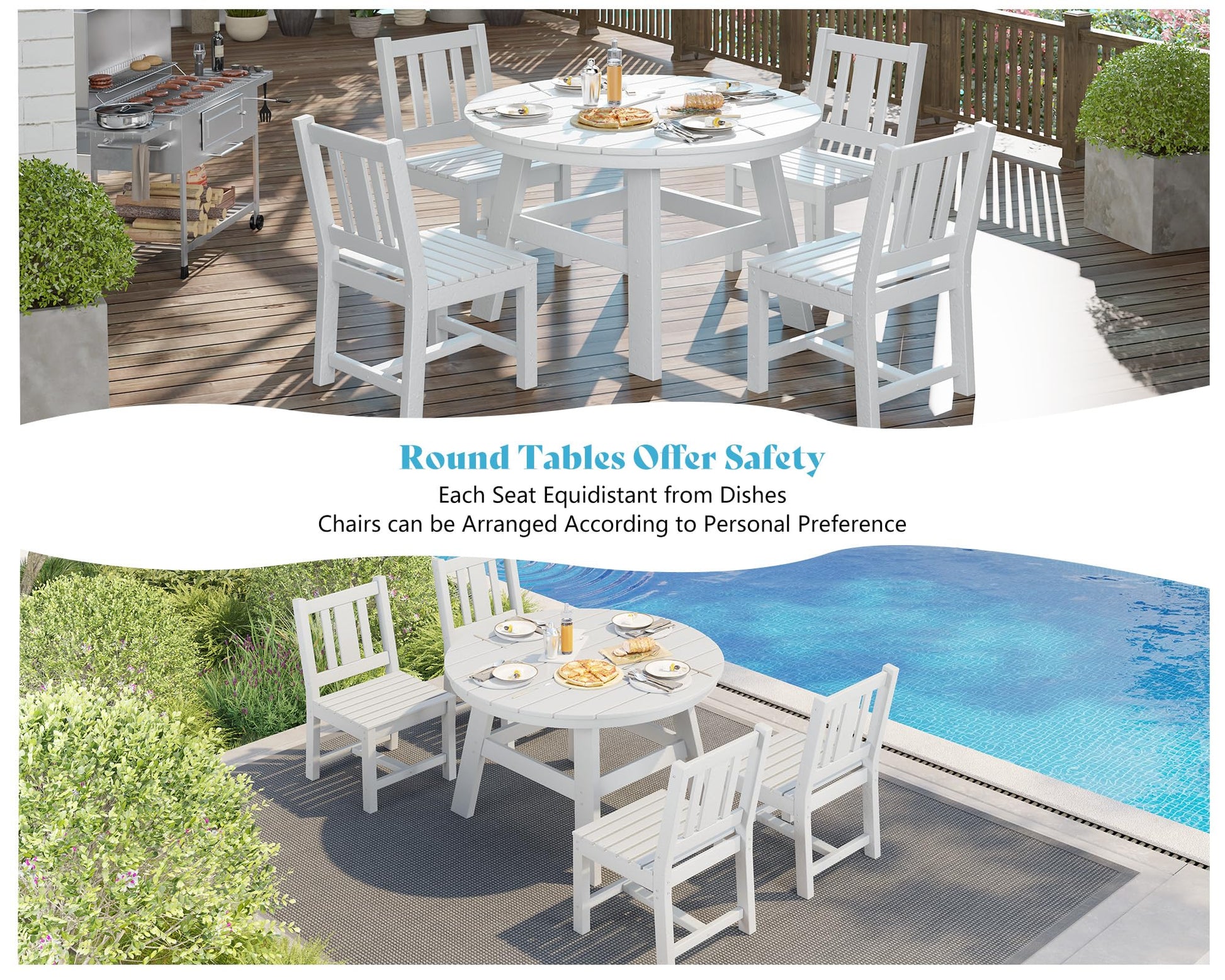 Heath 5-Piece Outdoor Dining Table Set White