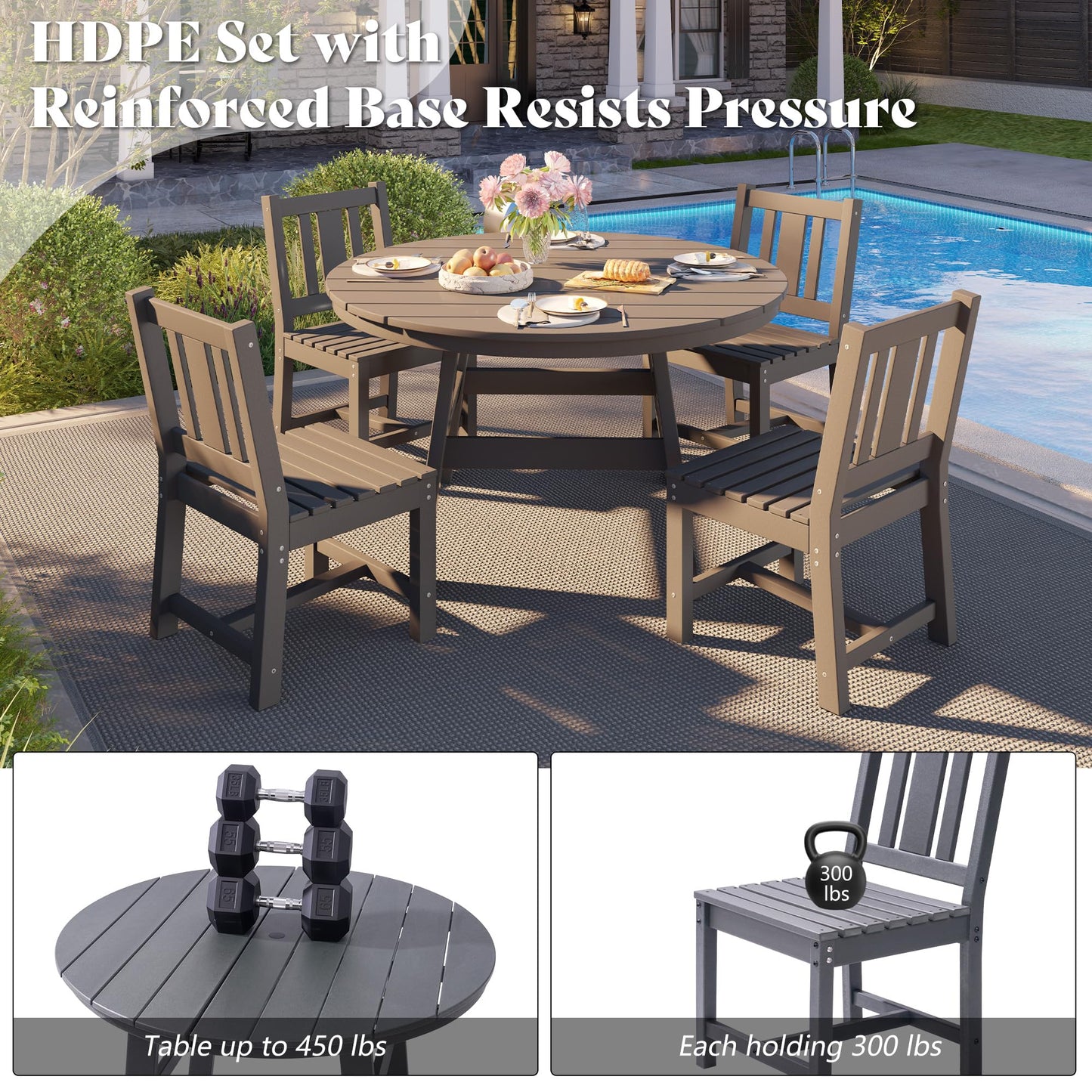 Heath 5-Piece Outdoor Dining Table Set Gray