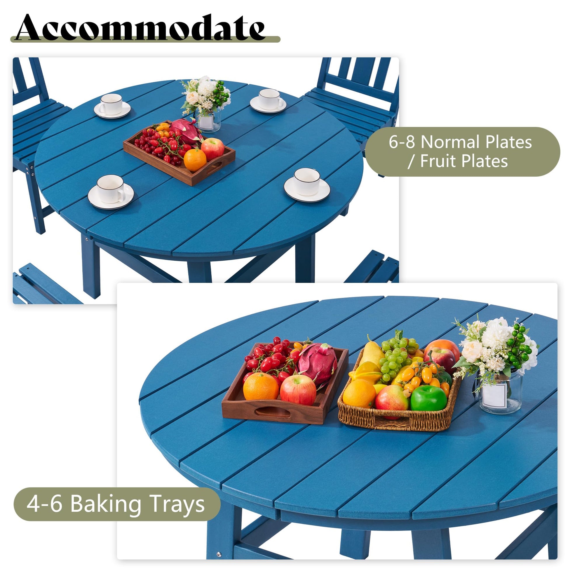 Heath 5-Piece Outdoor Dining Table Set Blue