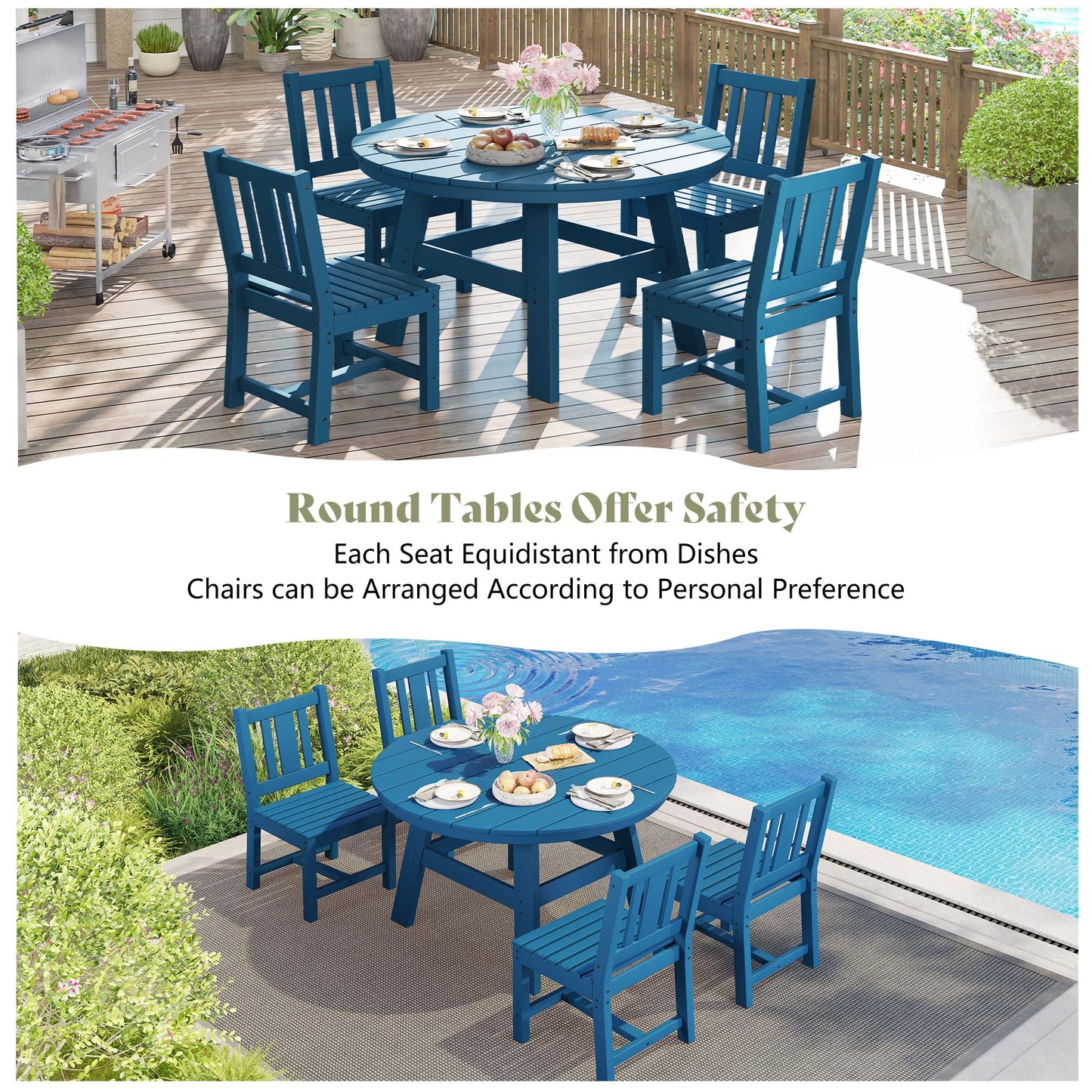 Heath 5-Piece Outdoor Dining Table Set Blue