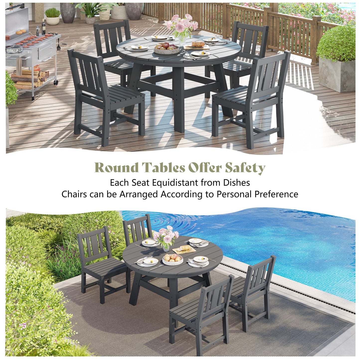 Heath 5-Piece Outdoor Dining Table Set Gray
