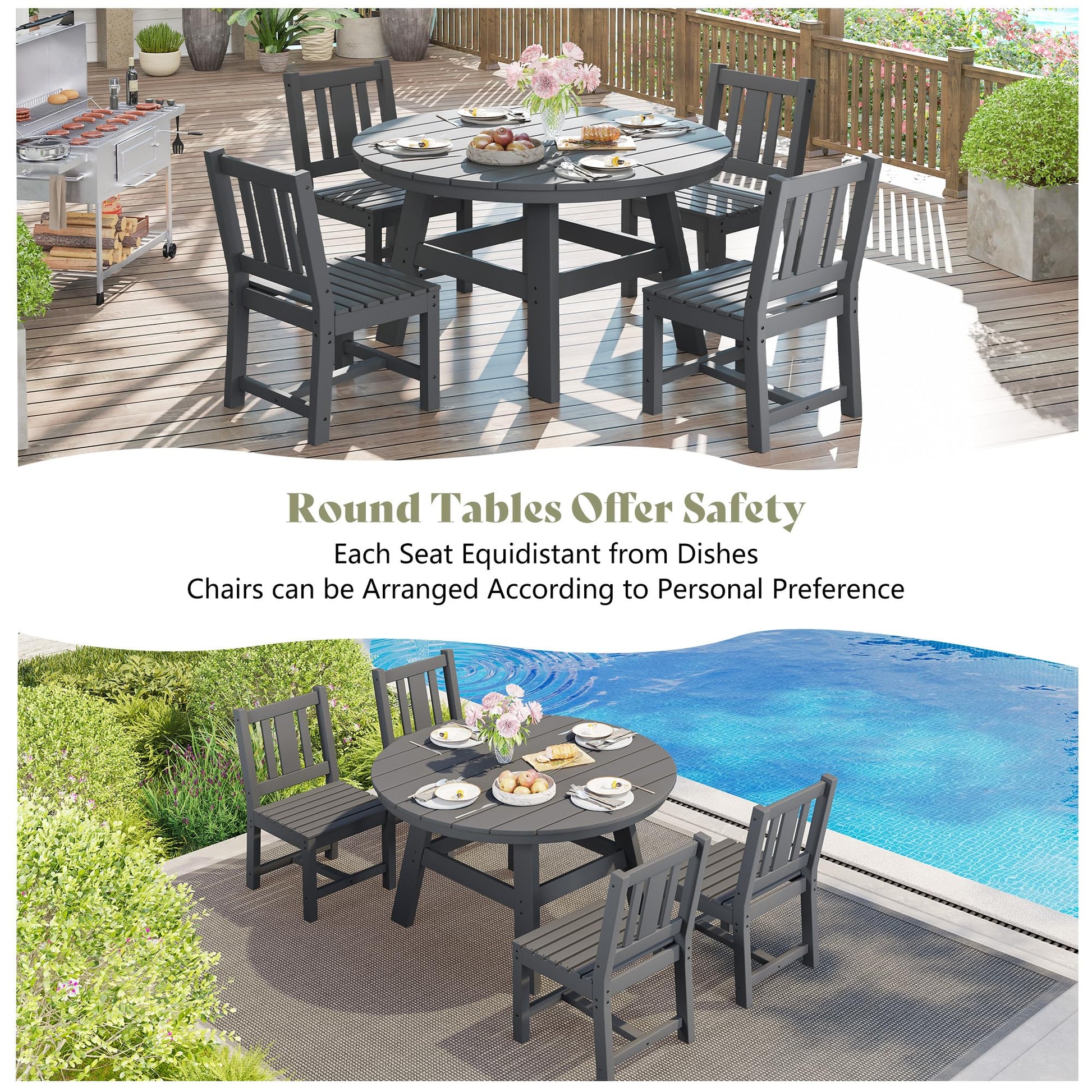 Heath 5-Piece Outdoor Dining Table Set Gray
