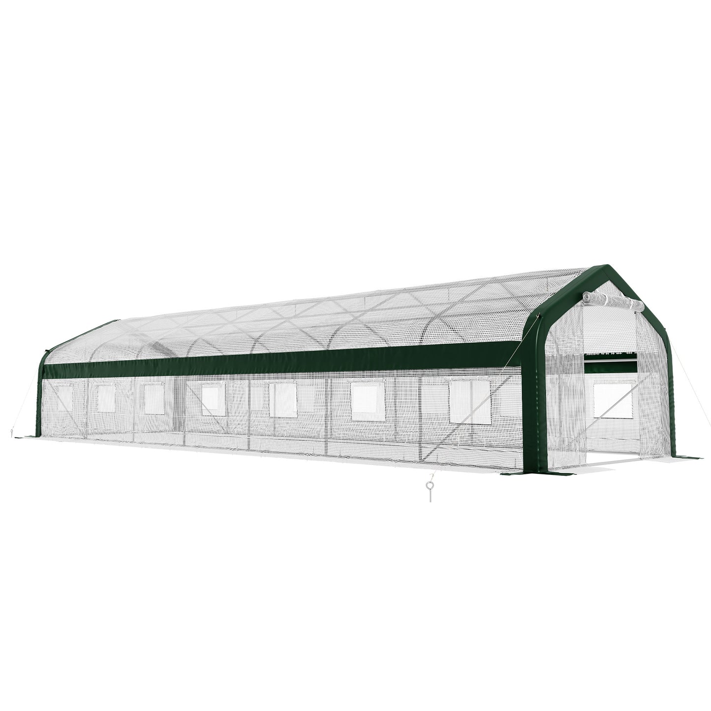 Canopy 34x10 FT Walk-In Greenhouse with Watering System-White+Green-34x10 FT(Frame NOT Included)