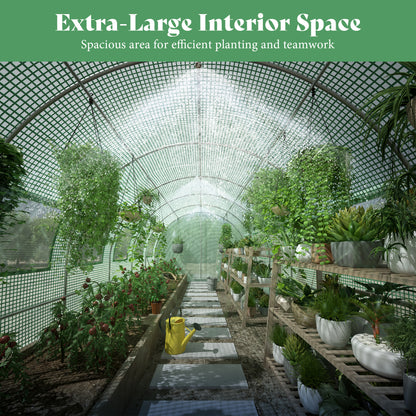 Pro Walk-In Greenhouse with Sprinkler System-20x10 FT-Green