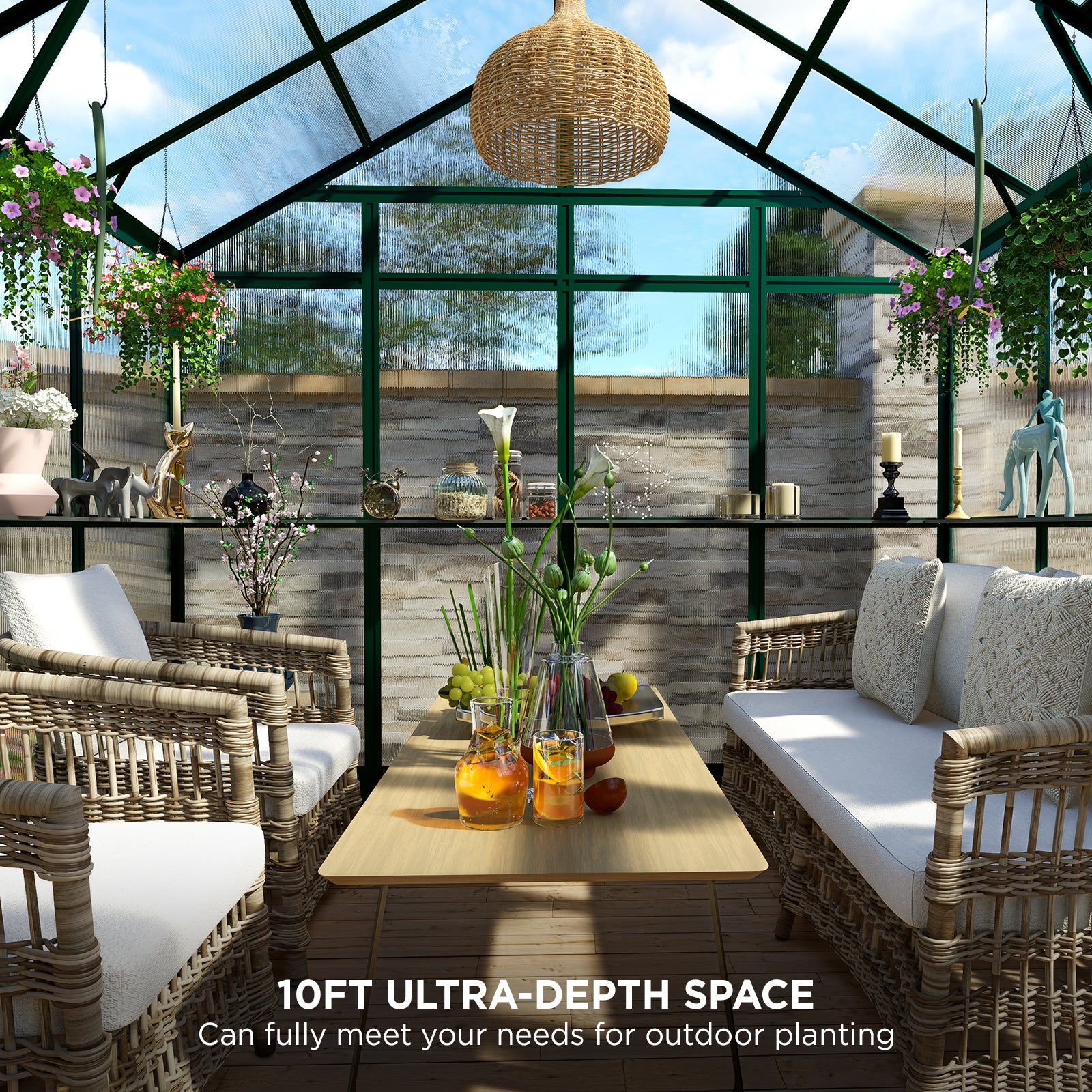 Amerlife Hortus Greenhouse Double Swing Doors 5.2FT Height Walk-in