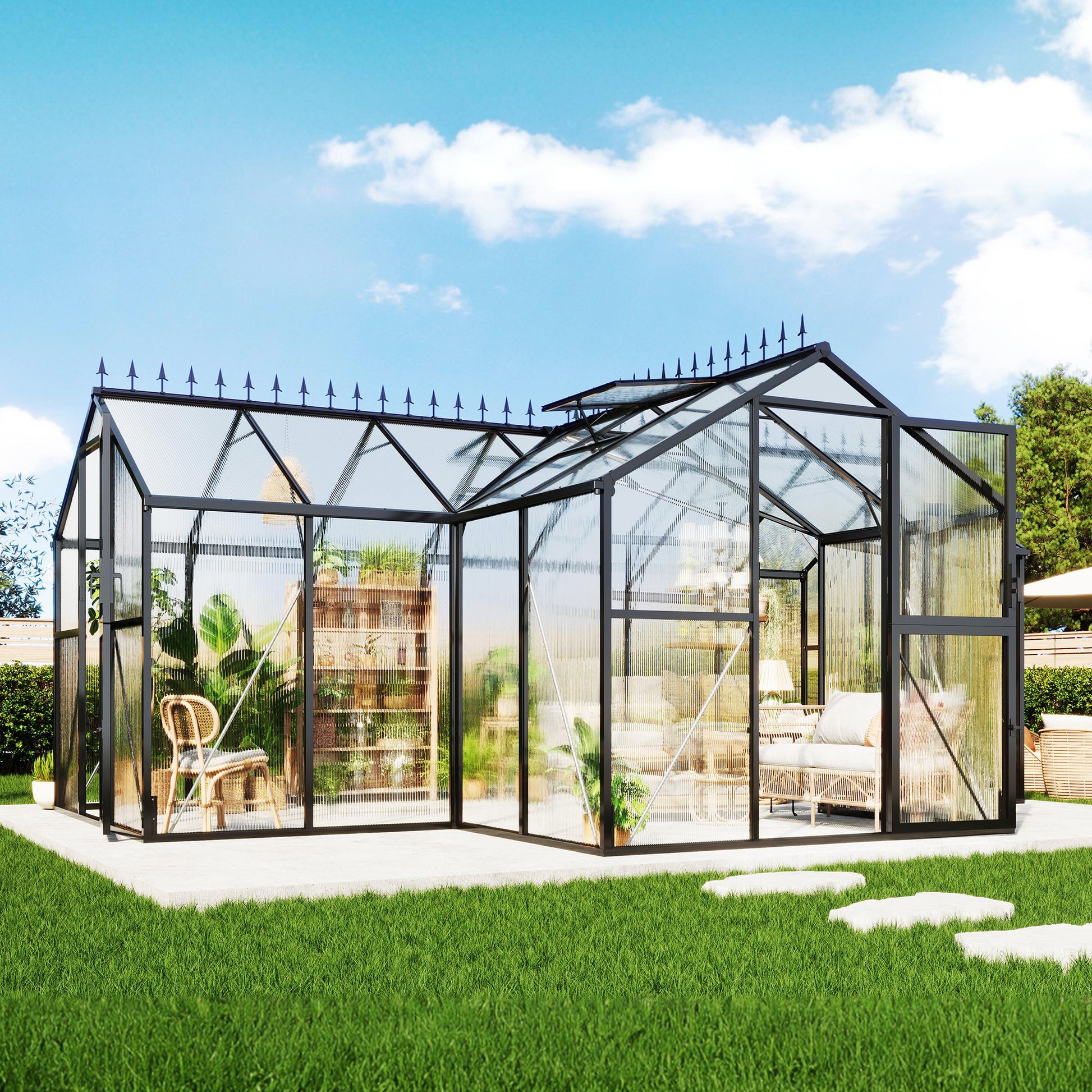Sunlit Greenhouse with Quick Connector Amerlife 16.8 x 12 x 7 FT