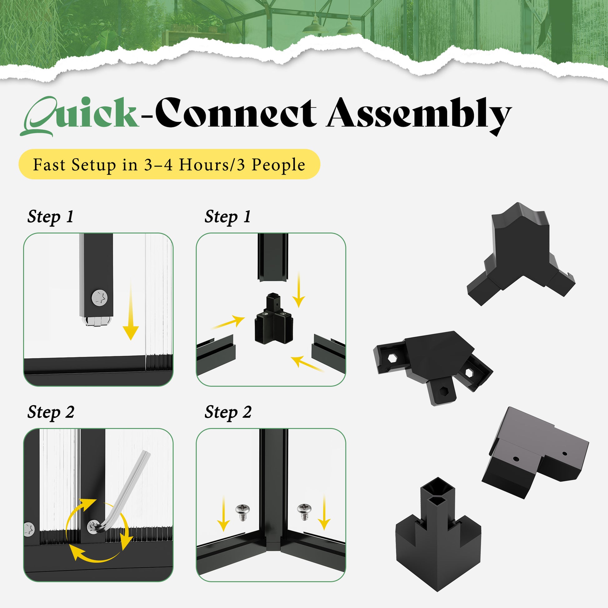 Sunlit Greenhouse with Quick Connector Amerlife 16.8 x 12 x 7 FT