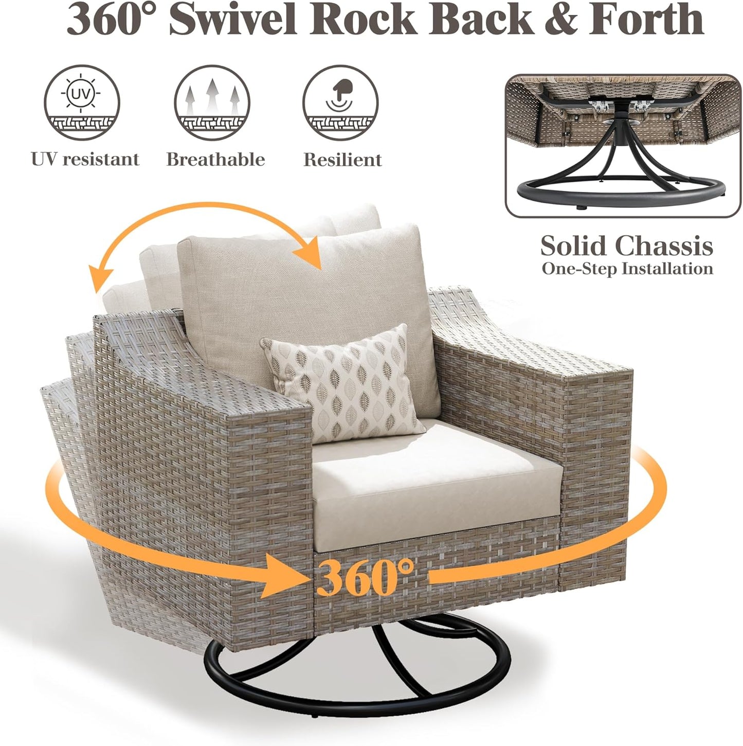 Caelo Wicker Patio Sectional Set 1 PCS - Swivel Glider
