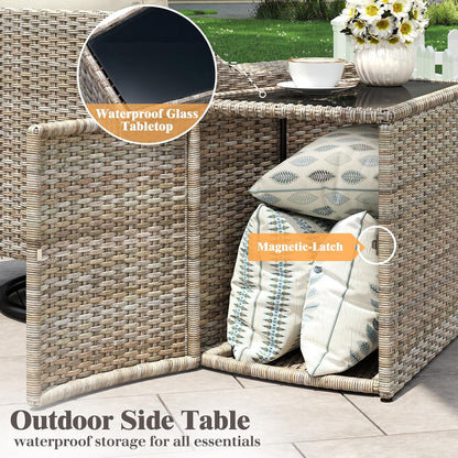 Caelo Wicker Patio Sectional Set 2 PCS - Storage Table