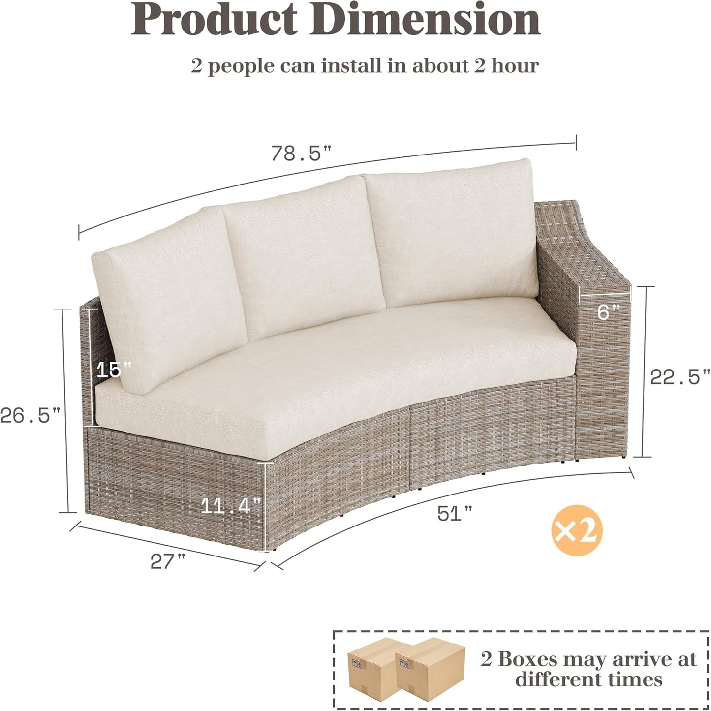 Caelo Wicker Patio Sectional Set 6 PCS - Sofa