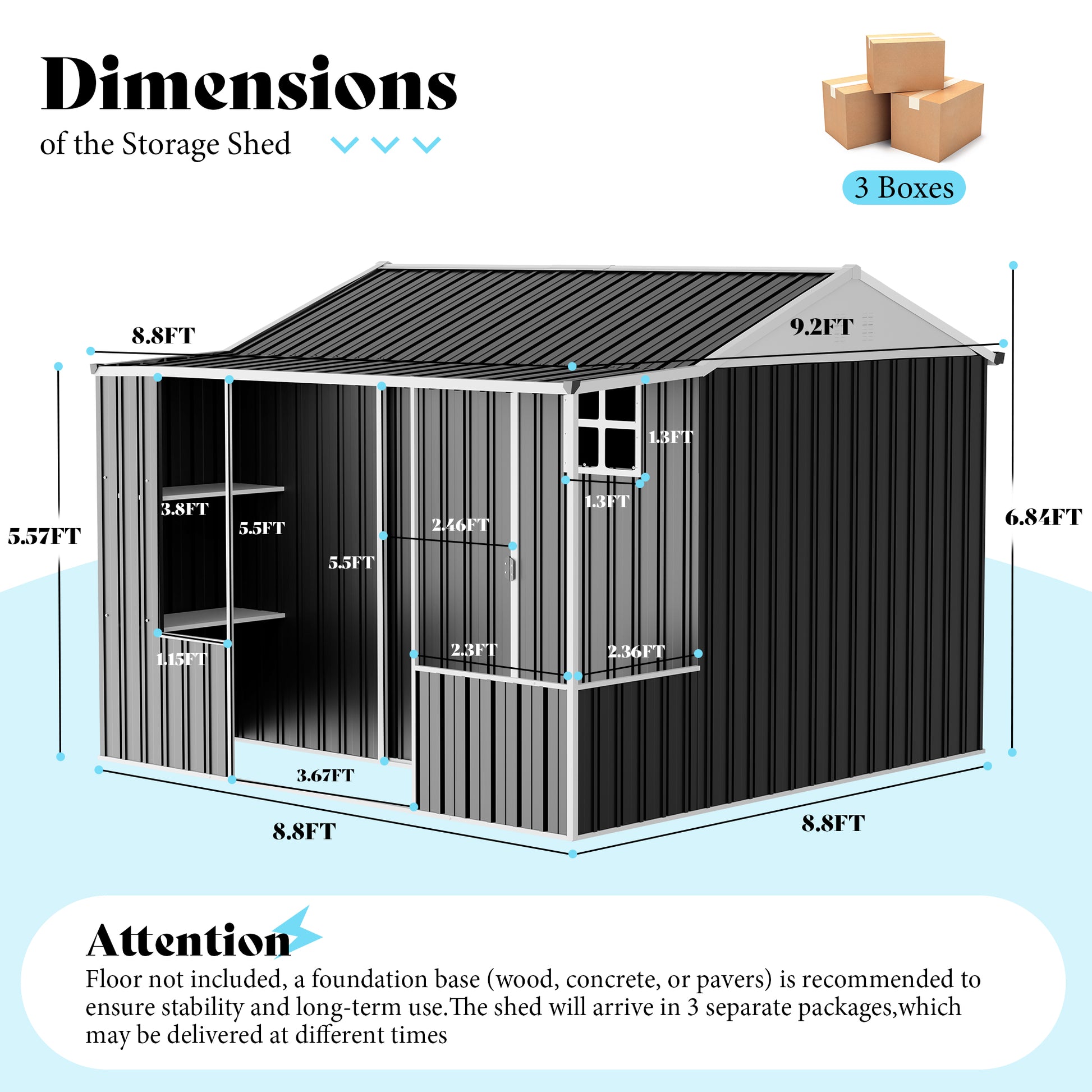 Dual-Zone Metal Storage Shed - Amerlife Small