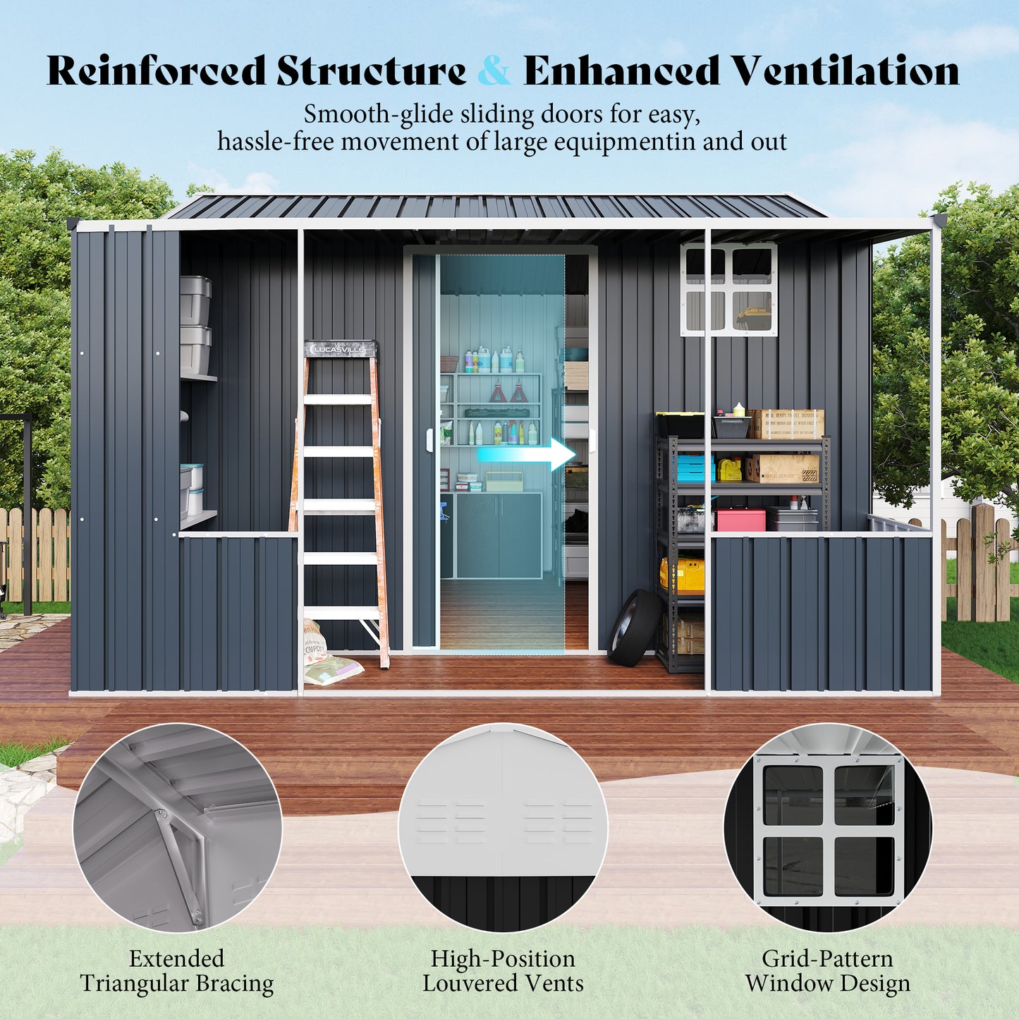 Dual-Zone Metal Storage Shed - Amerlife-BIG
