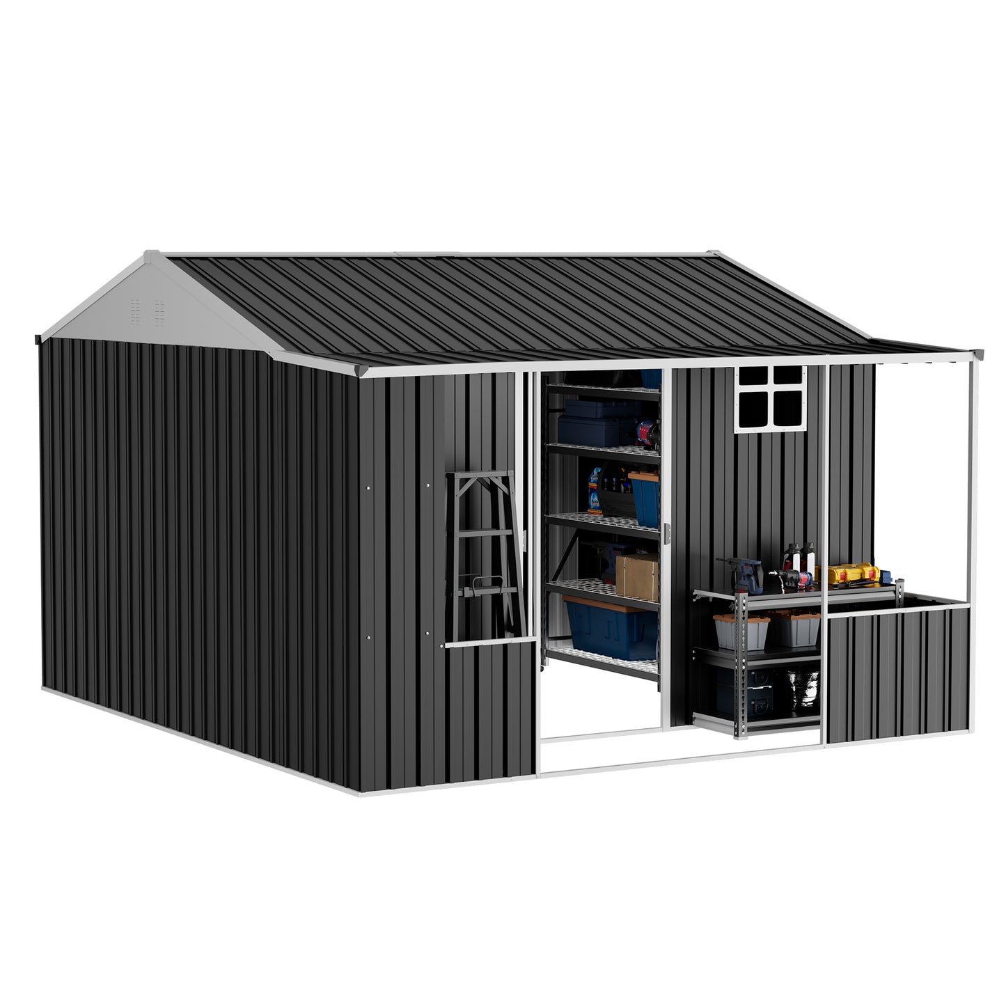 Dual-Zone Metal Storage Shed - Amerlife-BIG