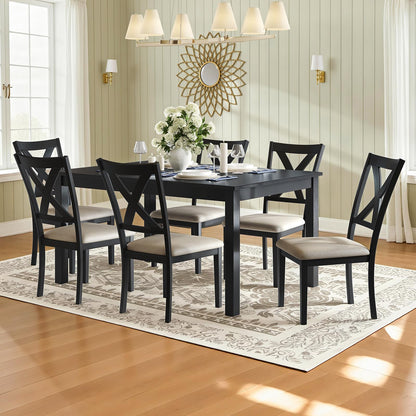 Willow 7-Piece Dining Table Set Amerlife 7-Piece / Grey & White