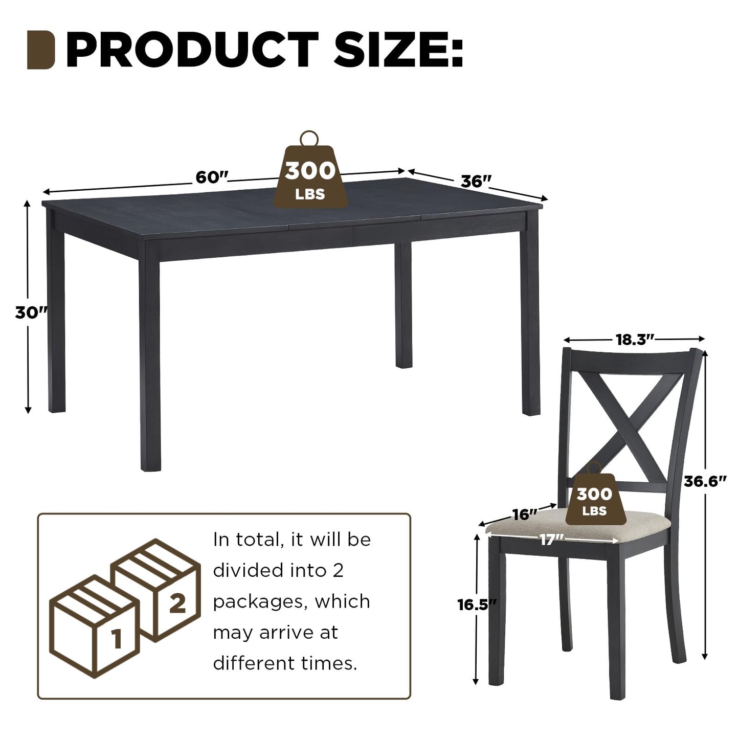 Willow 7-Piece Dining Table Set Amerlife 7-Piece / Grey & White