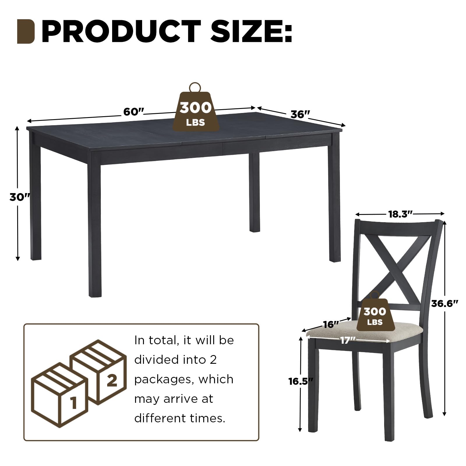 Willow 7-Piece Dining Table Set Amerlife 7-Piece / Grey & White