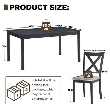 Willow 7-Piece Dining Table Set Amerlife 7-Piece / Grey & White