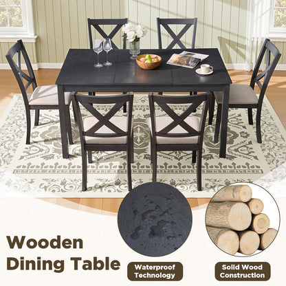 Willow 7-Piece Dining Table Set Amerlife 7-Piece / Grey & White