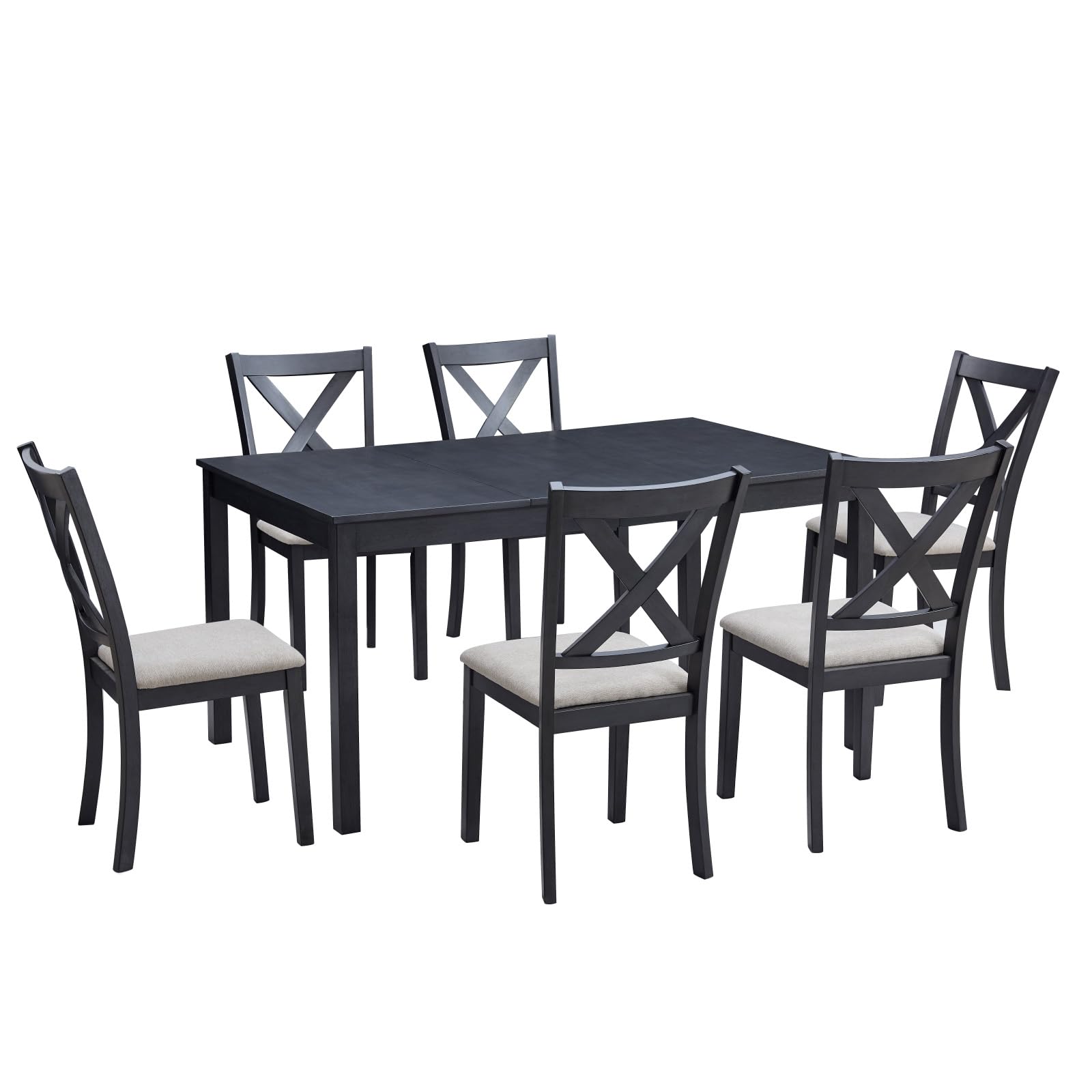 Willow 7-Piece Dining Table Set Amerlife 7-Piece / Grey & White