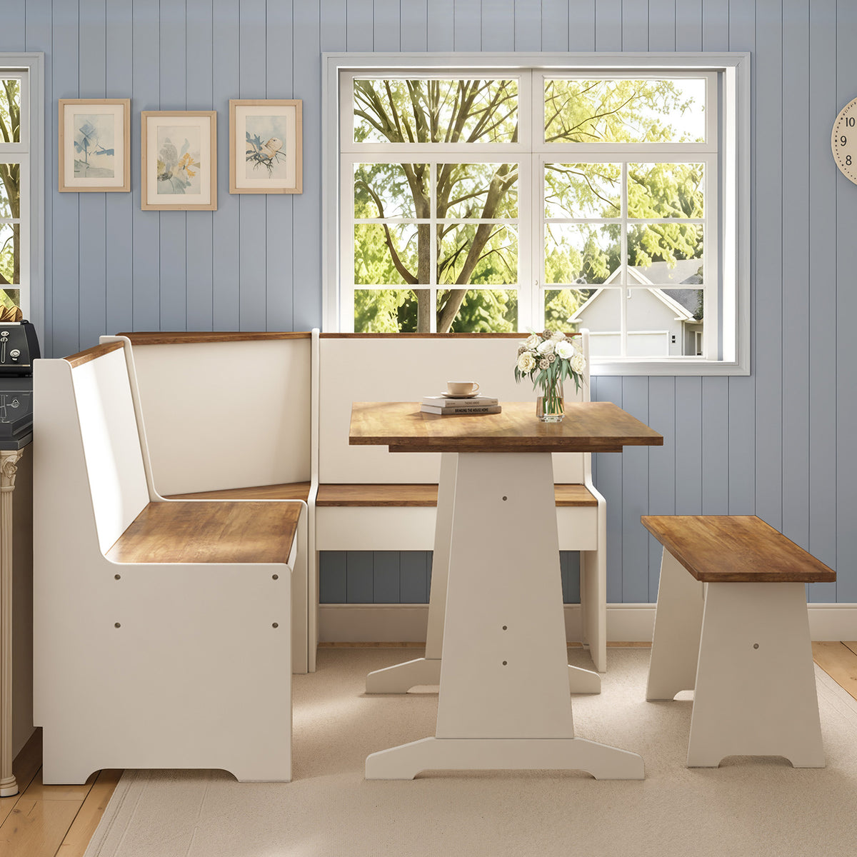 Feast 3-Piece Corner Dining Table Set -WHITE