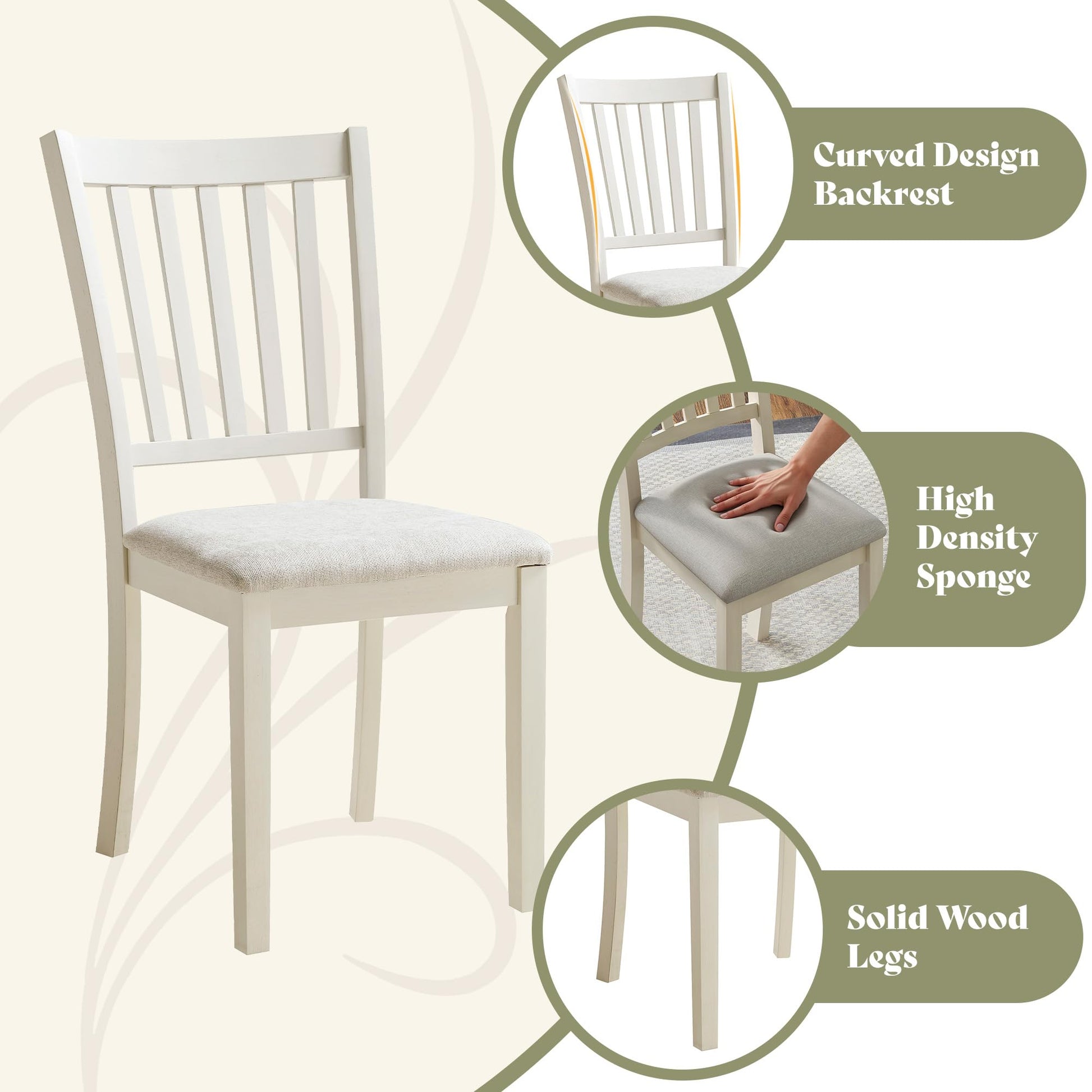 Carve Upholstered Dining Chairs Amerlife Cream