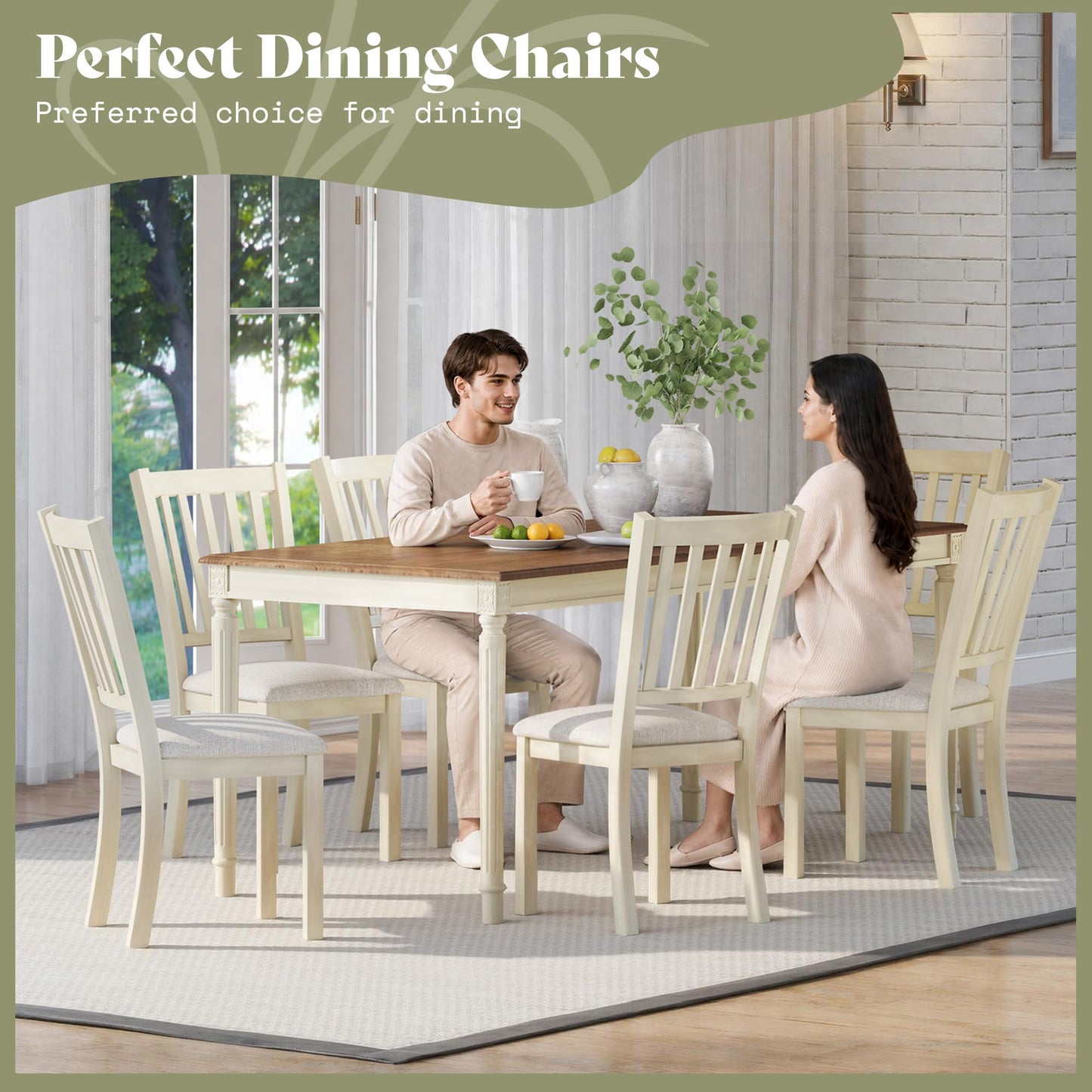 Carve Upholstered Dining Chairs Amerlife Cream