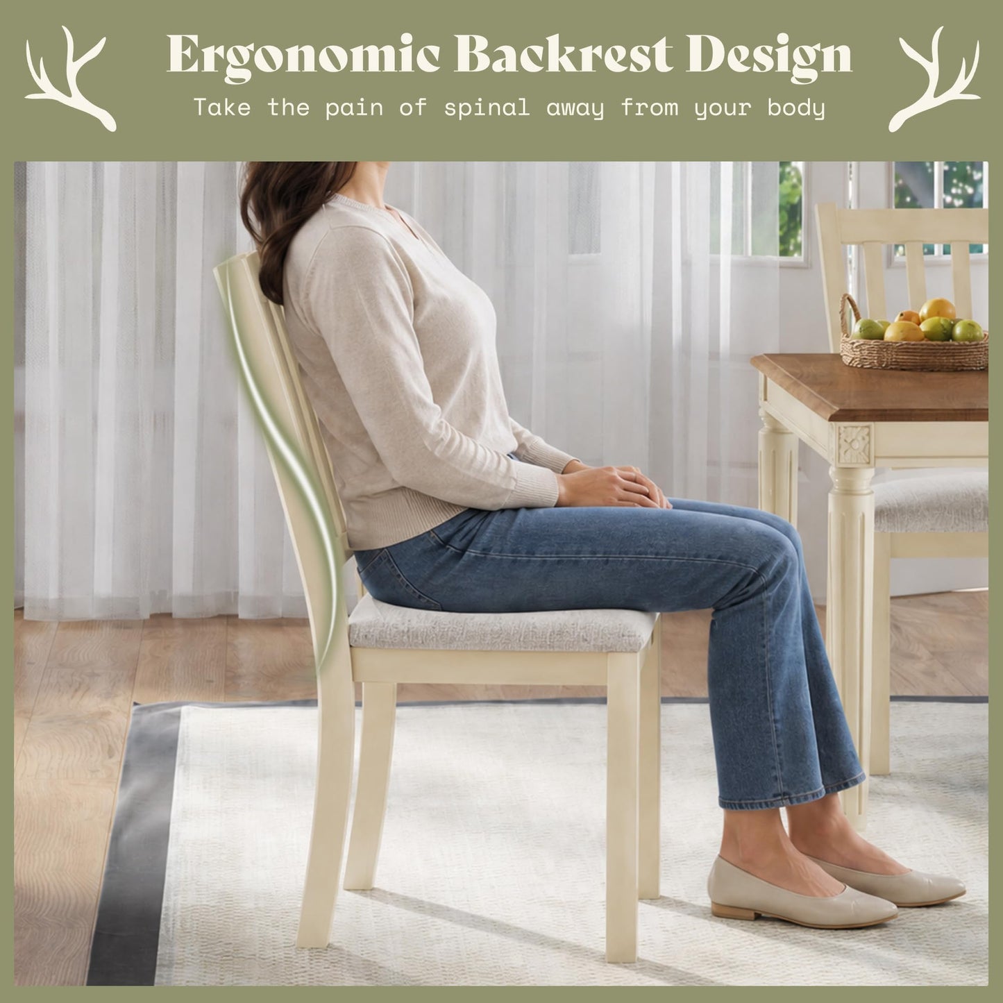 Carve Upholstered Dining Chairs Amerlife Cream