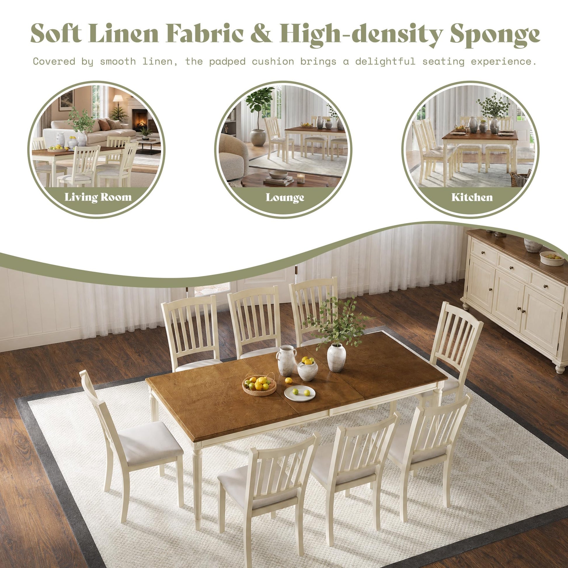 Carve Upholstered Dining Chairs Amerlife Cream