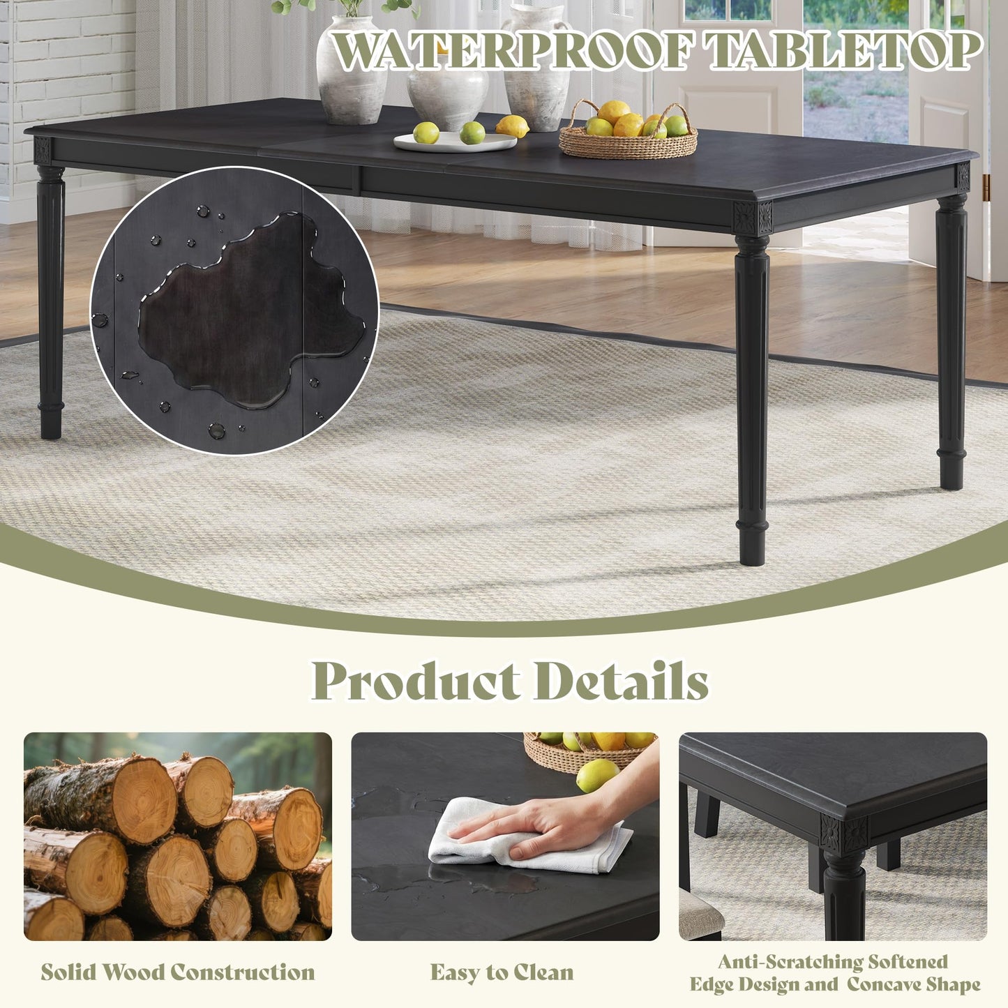Carve Farmhouse Dining Set Amerlife Grey