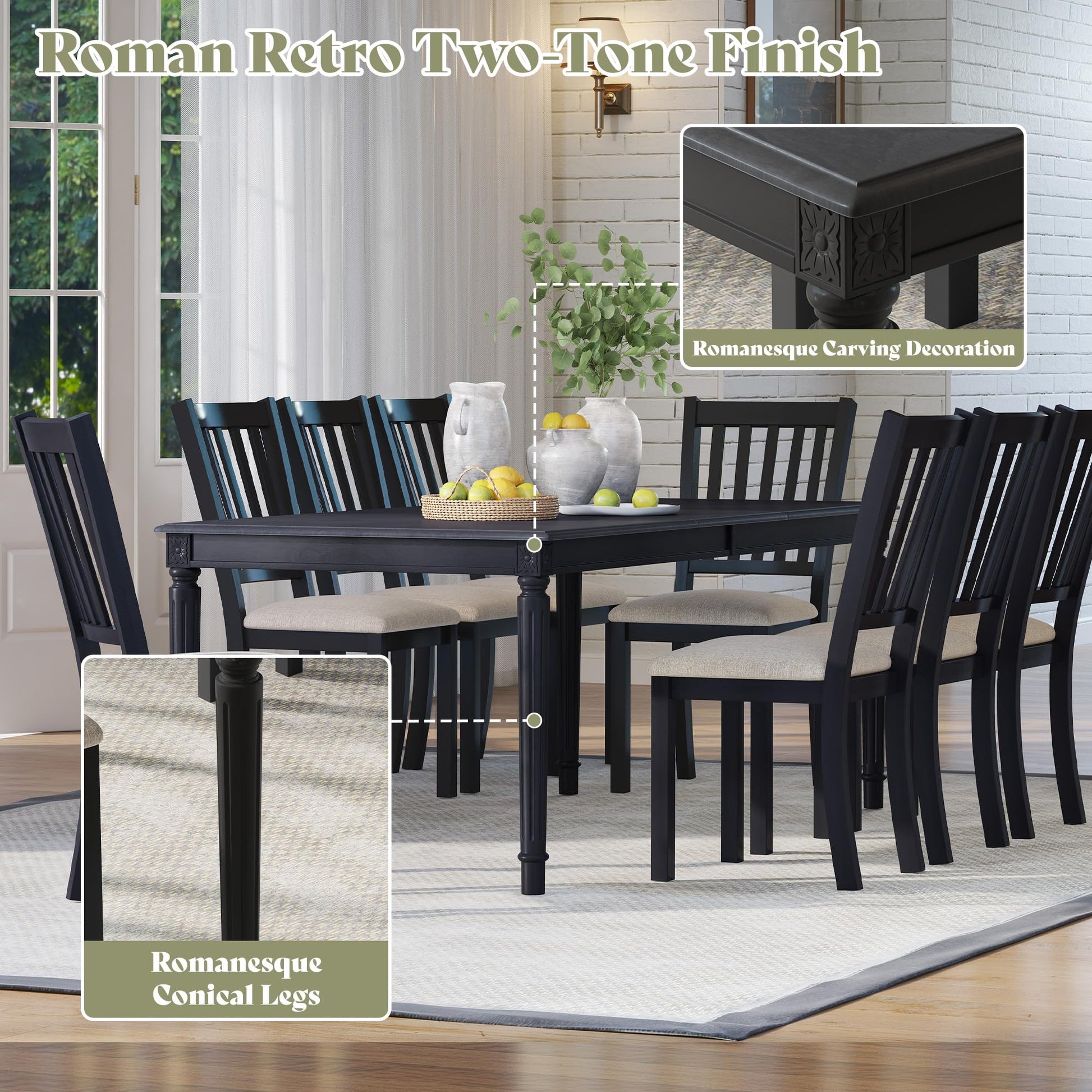 Carve Farmhouse Dining Set Amerlife Grey