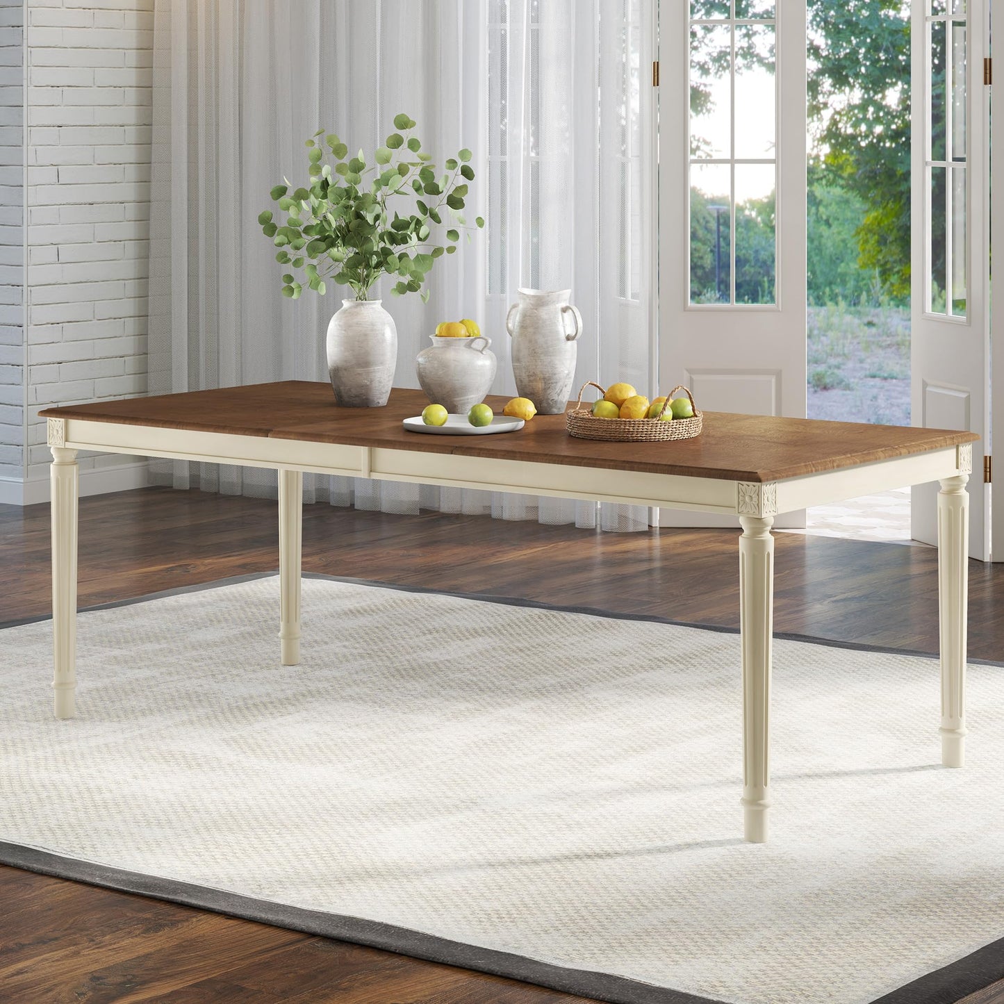 Carve Farmhouse Dining Table Amerlife Cream