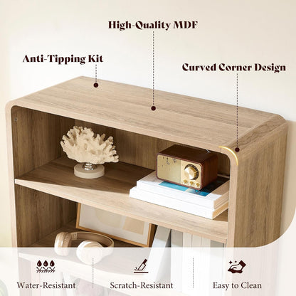 Arcova 71" Tall Fluted Bookshelf Amerlife Natural