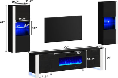 Ion Wall Unit Entertainment Center Set Amerlife 70" / Black
