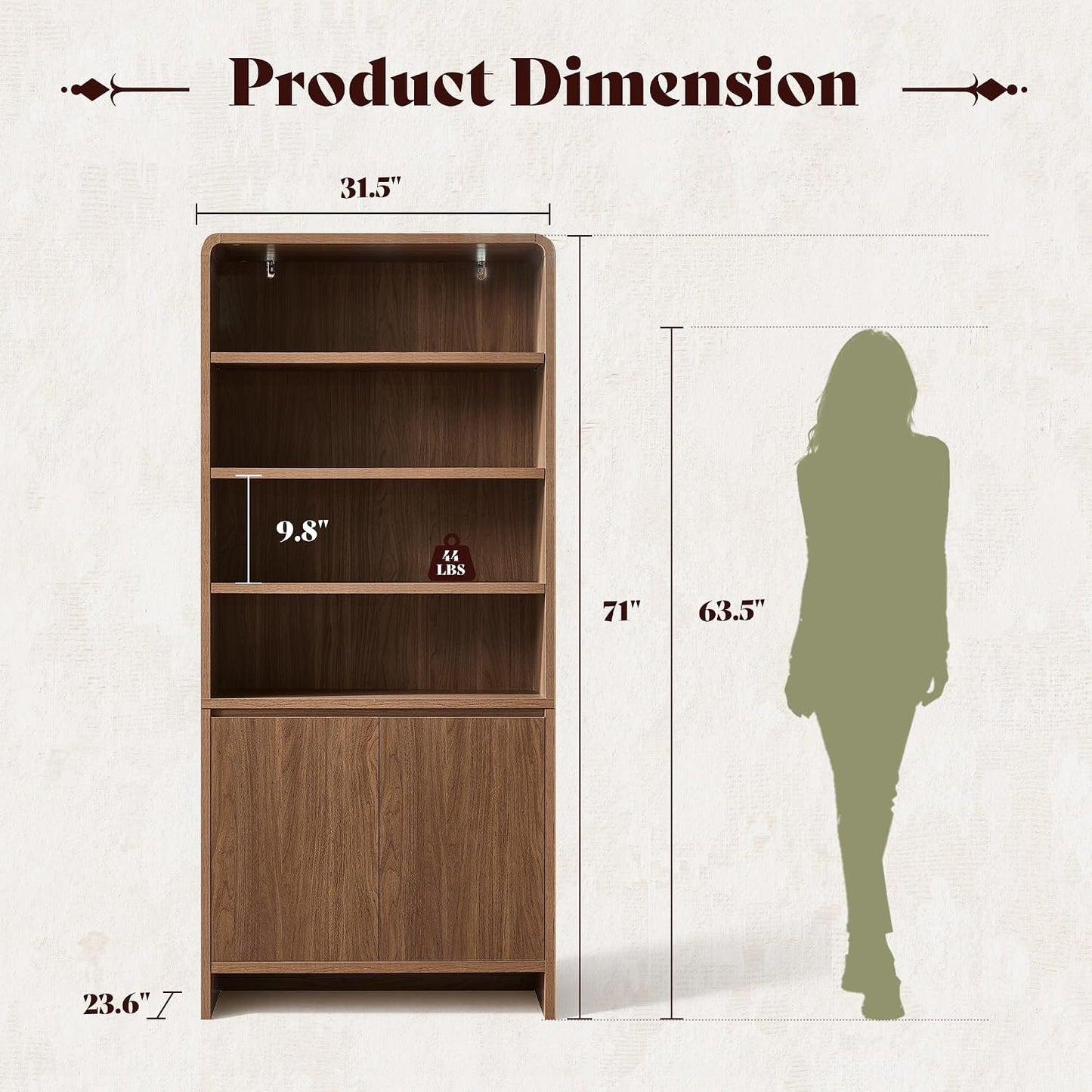 Arcova 71" Tall Bookshelf Amerlife Rustic Brown