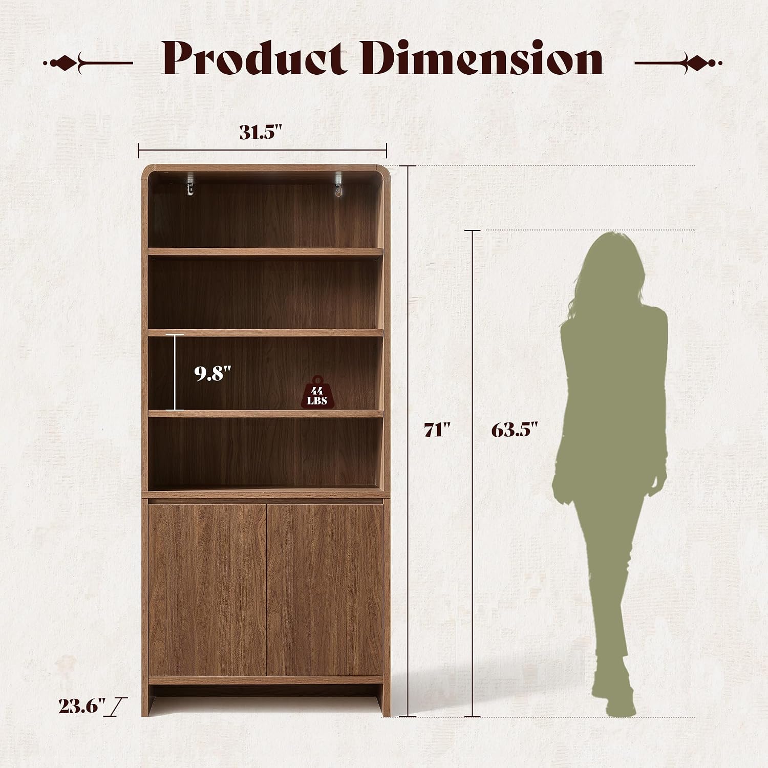 Arcova 71" Tall Bookshelf Amerlife Rustic Brown