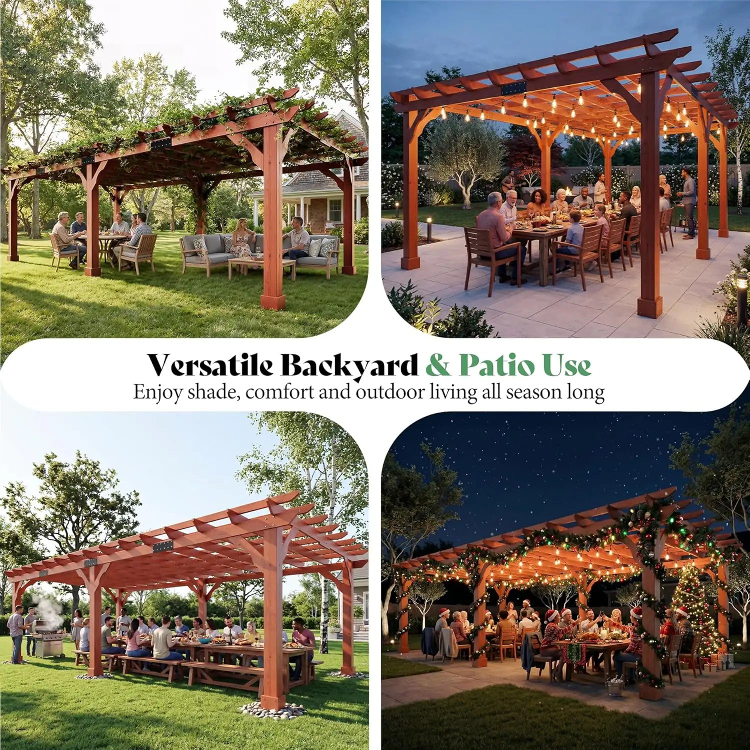 Cedrix Solid Cedar Wood Pergola-12X24