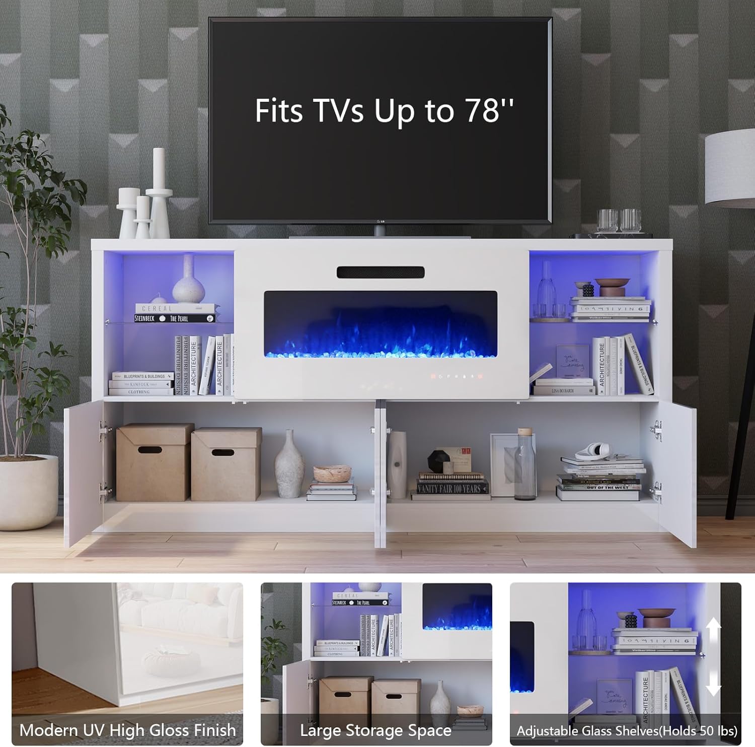 Nebula 3-piece Living Room Set Amerlife 68" / White