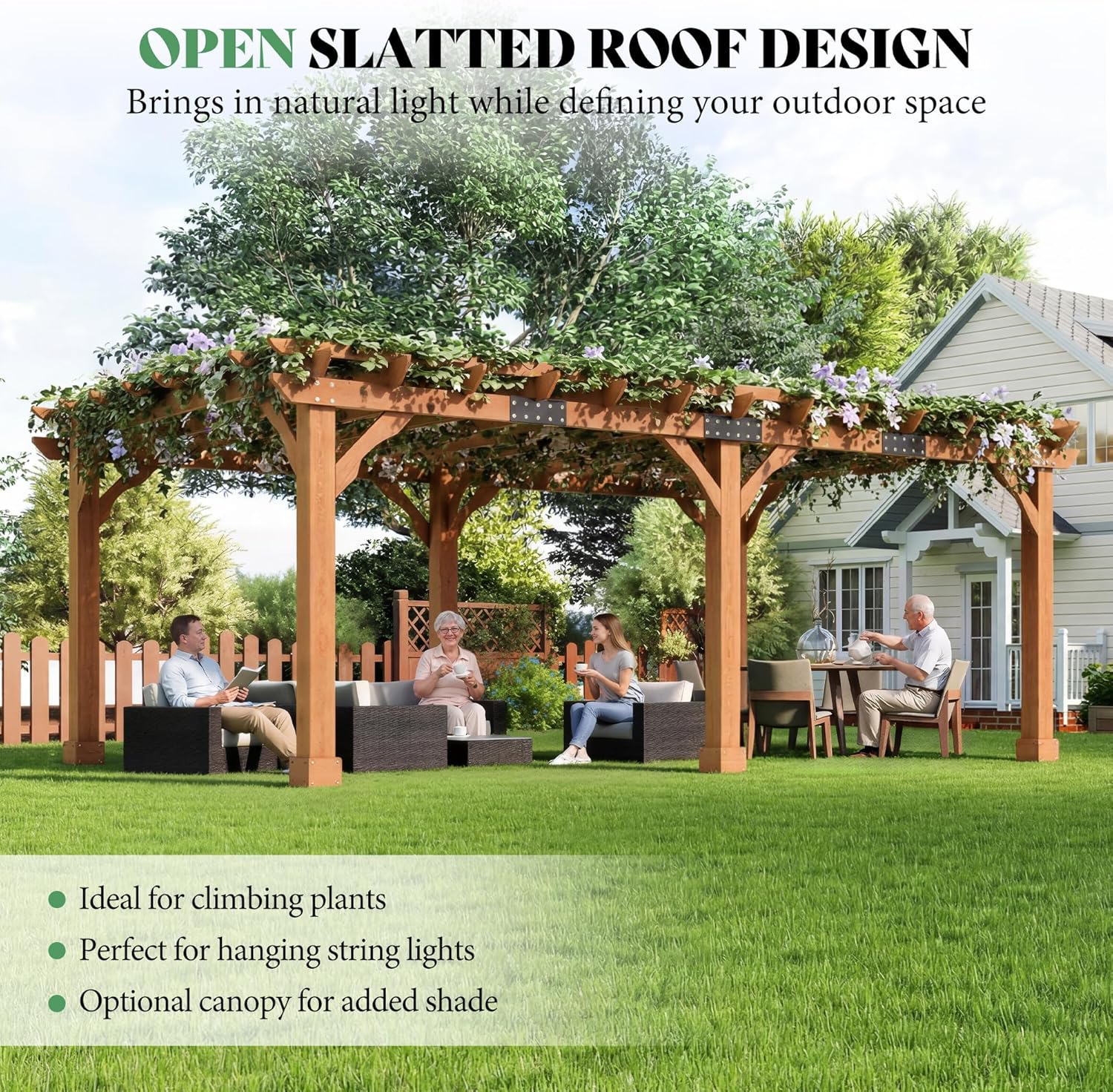 Cedrix Solid Cedar Wood Pergola-12X20