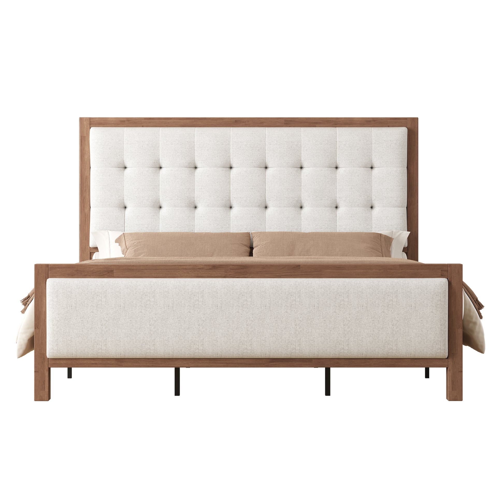 Solid Wood Bed Frame Amerlife King / Walnut