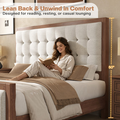 Solid Wood Bed Frame Amerlife King / Walnut