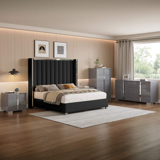 Beaumont 5-Piece Modern Bedroom Set - Black_Grey