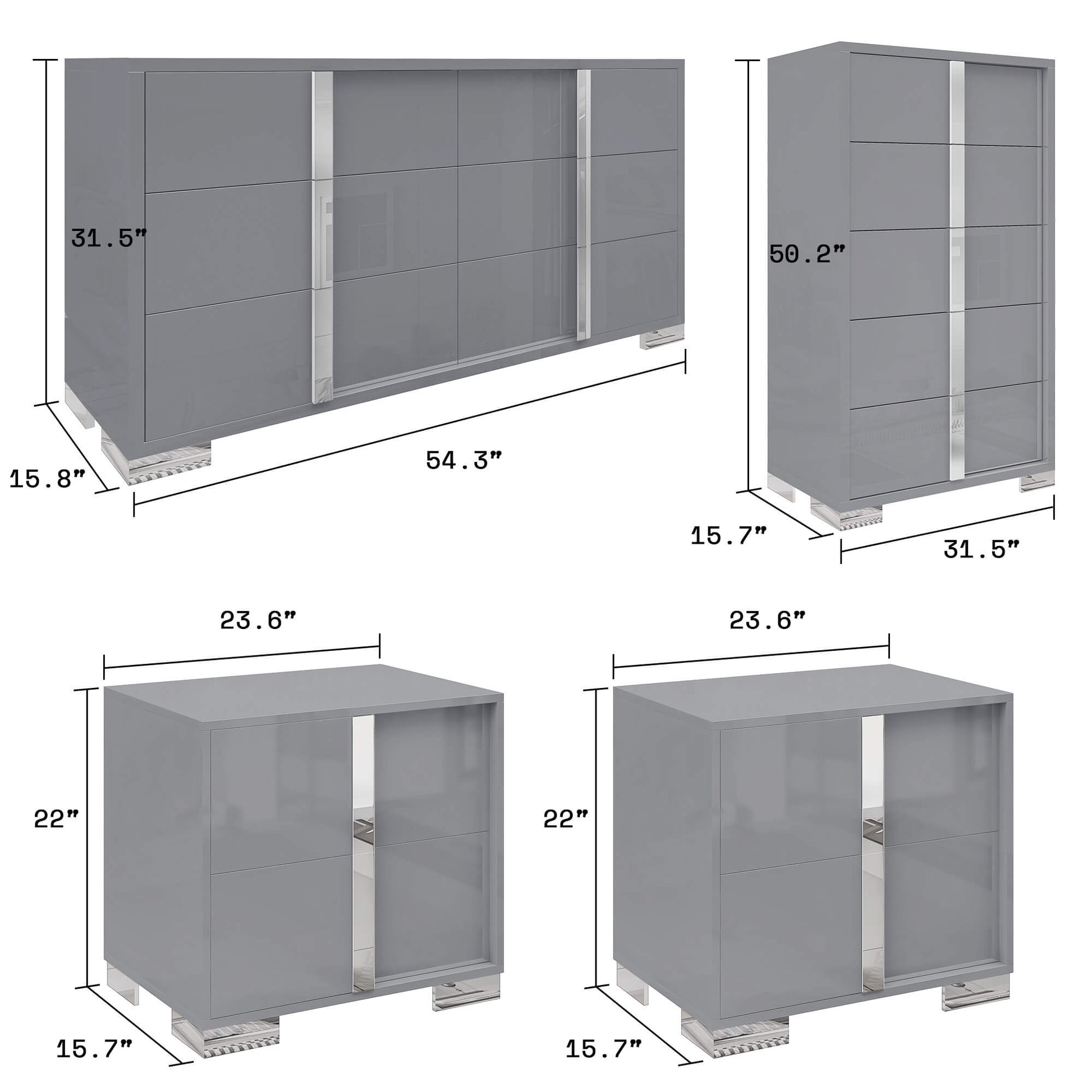 Beaumont 5-Piece Modern Bedroom Set - Black_Grey