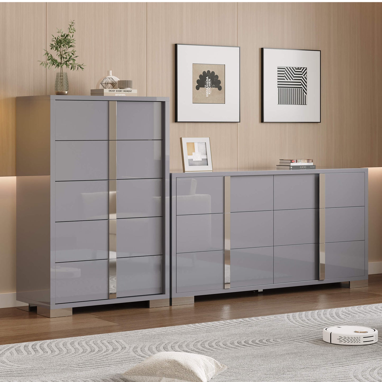 Beaumont 5-Piece Modern Bedroom Set - Black_Grey