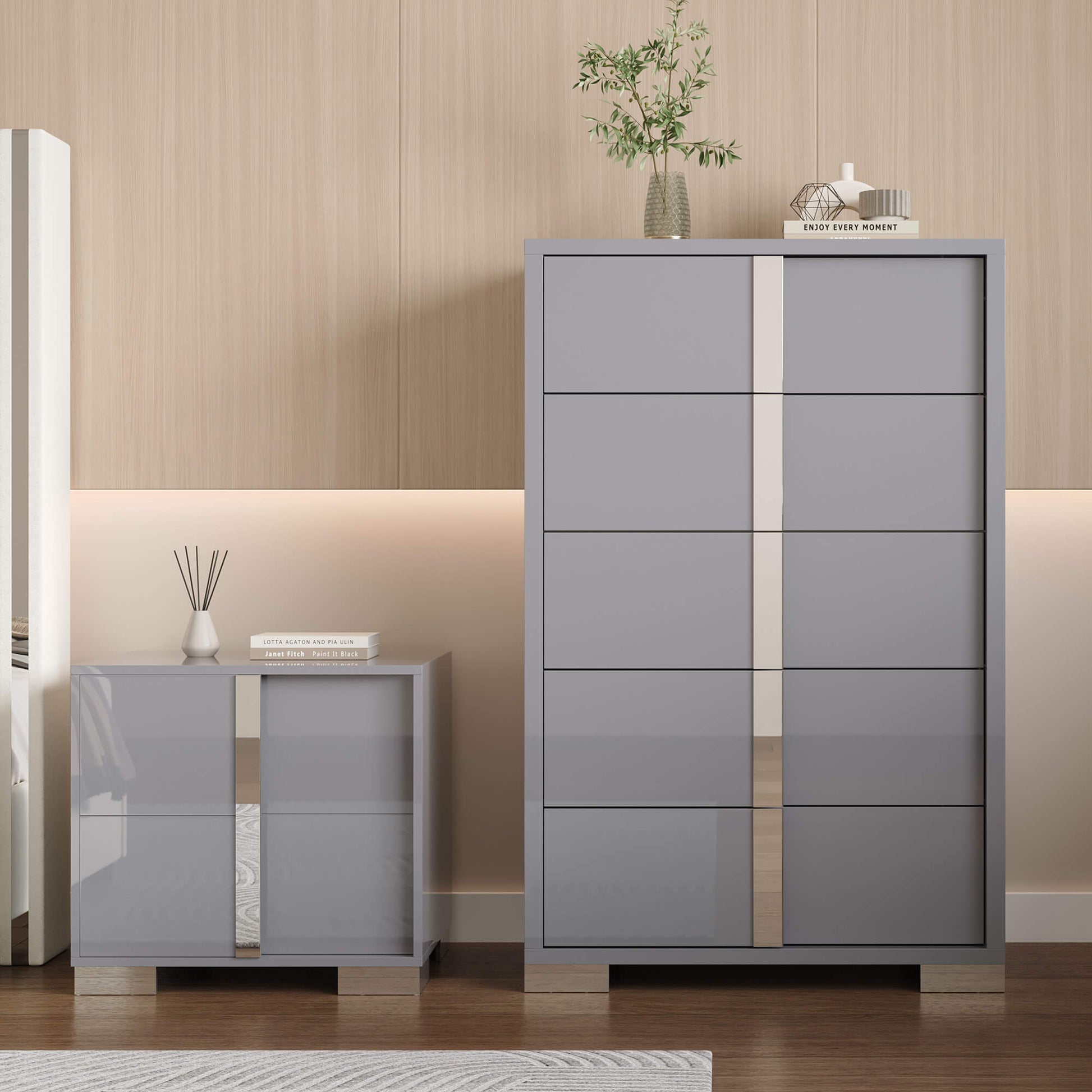 Beaumont 5-Piece Modern Bedroom Set - Black_Grey