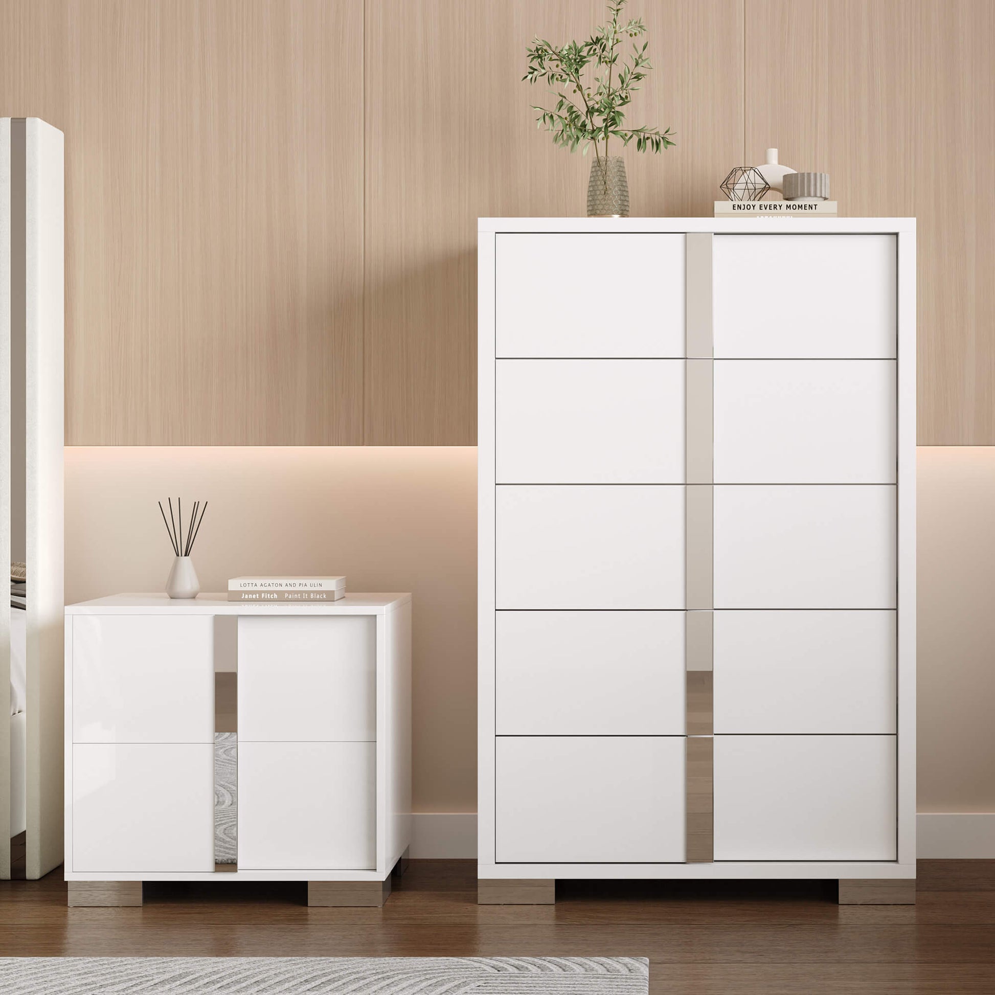 Beaumont 5-Piece Modern Bedroom Set - Black_White